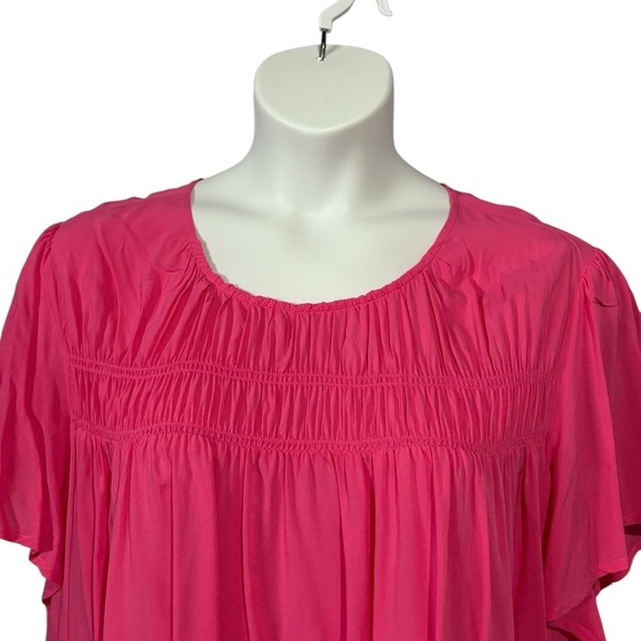 Penningtons, Plus Size Pink Short Sleeve Relaxed Blouse, 2X - Picture 3 of 9